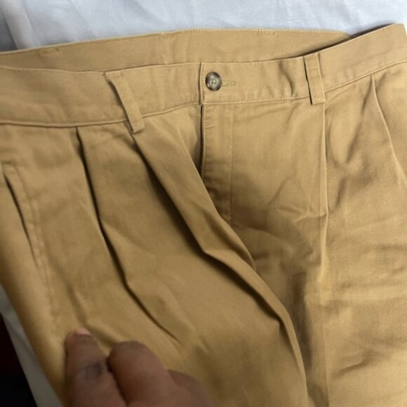 Vtg LL Bean Mens Pathfinder Flannel Lined Canvas Pants Beige Khaki Mens 37x30 - Picture 3 of 4